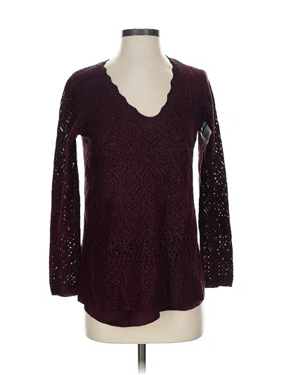 Pre-owned Nic + Zoe Pullover Sweater In Burgundy