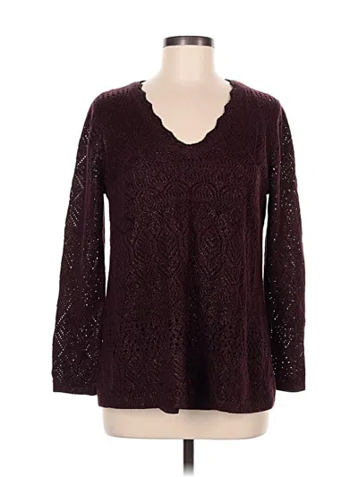 Pre-owned Nic + Zoe Pullover Sweater In Burgundy