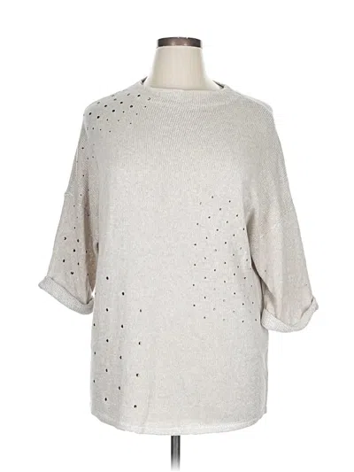 Pre-owned Nic + Zoe Pullover Sweater In Silver
