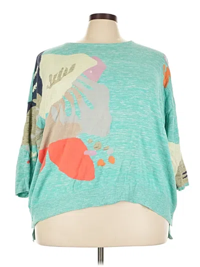 Pre-owned Nic + Zoe Pullover Sweater In Teal