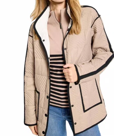 Nic + Zoe Quilted Check Reversible Barn Coat Jacket In Walnut In Neutral