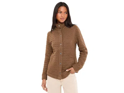 Nic + Zoe Quilted Femme Knit Jacket Women's Jacket Saddle: Md, Cotton/polyester/spandex In Brown