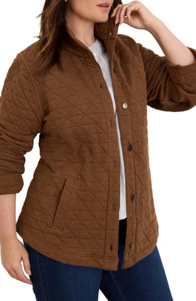 Nic + Zoe Nic+zoe Quilted Knit Jacket In Brown