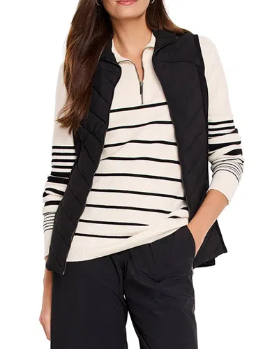 Nic + Zoe Nic+zoe Quilted Knit Trim Puffer Vest In Black