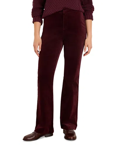 Nic + Zoe Nic+zoe Quincy Bootcut Stretch Velvet Pants In Burgundy