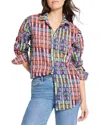 Nic + Zoe Nic+zoe Geo Dot Crinkle Cotton Button-up Shirt In Multi