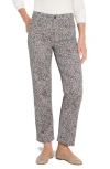 Nic + Zoe Nic+zoe Recess Leopard Print Straight Leg Ankle Jeans In Gray