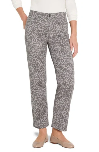 Nic + Zoe Nic+zoe Recess Leopard Print Straight Leg Ankle Jeans In Gray