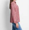 Nic + Zoe Nic+zoe Herringbone Stamp Button Front Shirt In Red