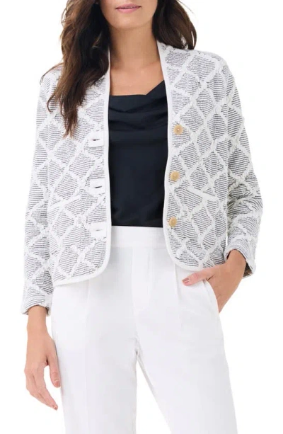 Nic + Zoe Nic+zoe Day + Night Reversible Knit Jacket In White Multi