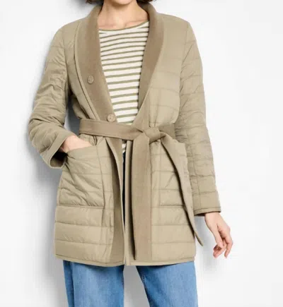 Nic + Zoe Reversible Quilted Wool Top Coat In Pewter In Green