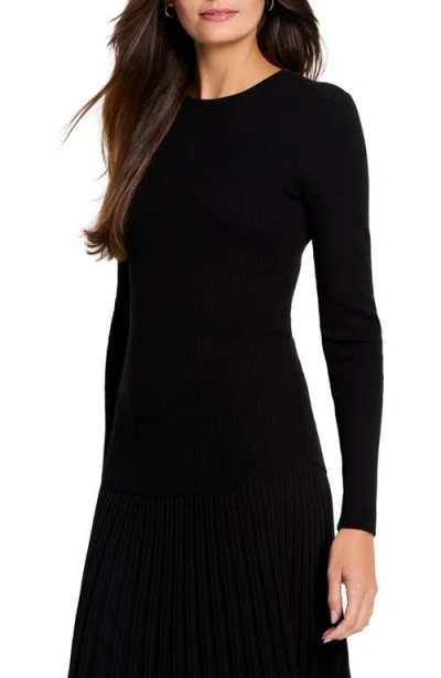 Nic + Zoe Ribbed Sweater Tee In Black