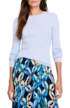 Nic + Zoe Womens Cotton Blend Crewneck Pullover Top In Powder Blue