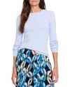 Nic + Zoe Womens Cotton Blend Crewneck Pullover Top In Powder Blue