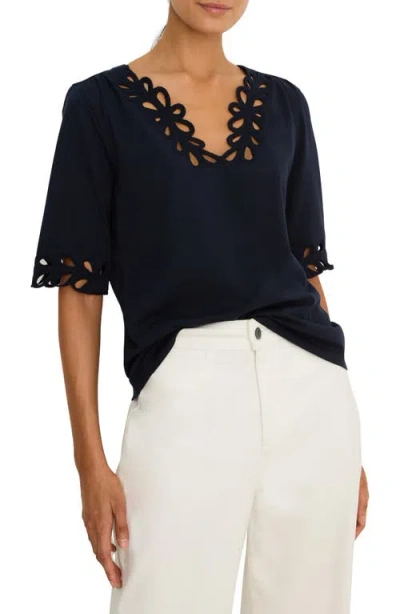 Nic + Zoe Nic+zoe Rococo Soutache Embroidered Trim Top In Multi