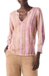 Nic + Zoe Nic+zoe Rolling Dunes Three Quarter Sleeve Sweater In Pink Multi