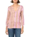 Nic + Zoe Nic+zoe Rolling Dunes Three Quarter Sleeve Sweater In Pink