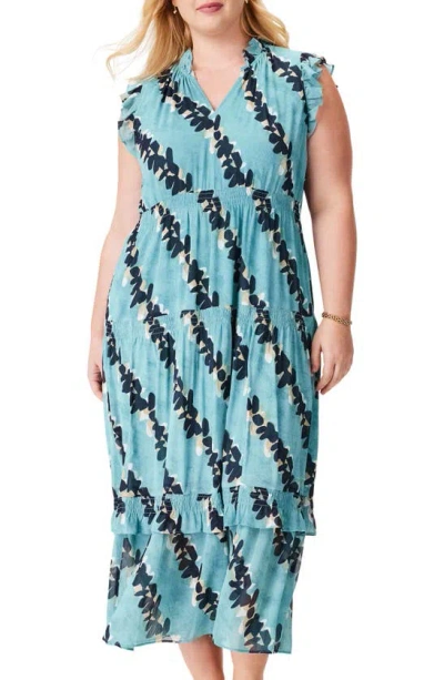 NIC + ZOE NIC+ZOE ROLLING REEF RUFFLE TRIM MAXI DRESS