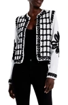 Nic + Zoe Nic+zoe Petite Romantic Soutache Knit Jacket In Grey Multi