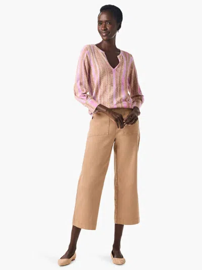 Nic + Zoe Rona Rolling Dunes Sweater In Pink/ Tan In Brown