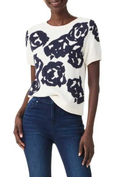 Nic + Zoe Nic+zoe Rose Bloom Short Sleeve Sweater In White