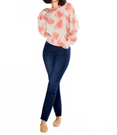 Nic + Zoe Rosy Sunset Sweater In Pink Multi