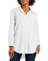 Nic + Zoe Roundabout Picot Trim Stretch Cotton Button-up Shirt In White