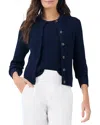 Nic + Zoe Nic+zoe Round Neck Button Up Cardigan In Dark Indigo