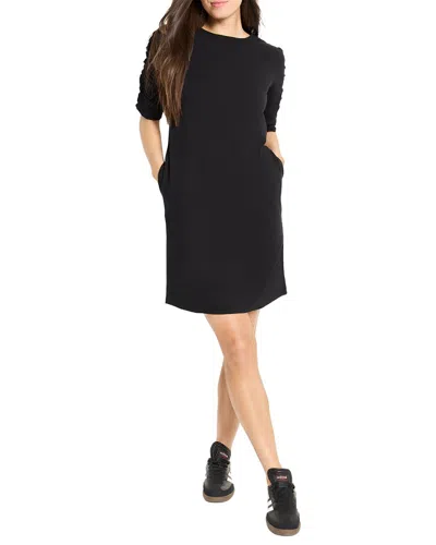 Nic + Zoe Nic+zoe Ruched Elbow Sleeve Dress In Black