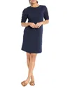 Nic + Zoe Nic+zoe Ruched Elbow Sleeve Dress In Blue