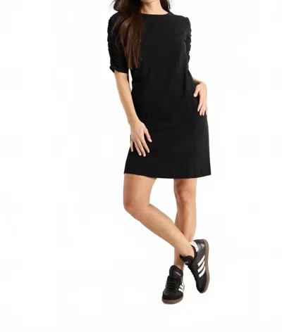 Nic + Zoe Ruched Elbow Sleeve Sheath Dress In Black Onyx