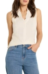 Nic + Zoe Nic+zoe Ruffle Around Mixed Media Tank In Classic Cream