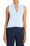 Nic + Zoe Nic+zoe Ruffle Around Mixed Media Tank In Powder Blue