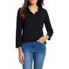 Nic + Zoe Nic+zoe Ruffle Collar Top In Black Onyx