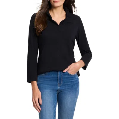 Nic + Zoe Nic+zoe Ruffle Collar Top In Black Onyx