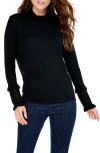 Nic + Zoe Ruffle Cuff Turtleneck Sweater In Black