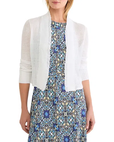 Nic + Zoe Nic+zoe Ruffle Feather Knit Cardigan In White