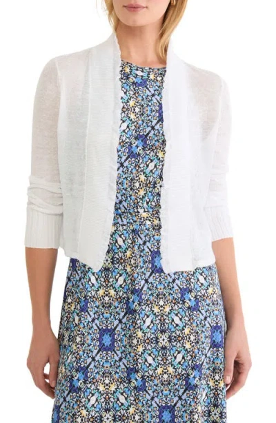 Nic + Zoe Ruffle Featherknit Cardigan In Paper White