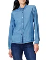 Nic + Zoe Nic+zoe Ruffle Neck Denim Shirt