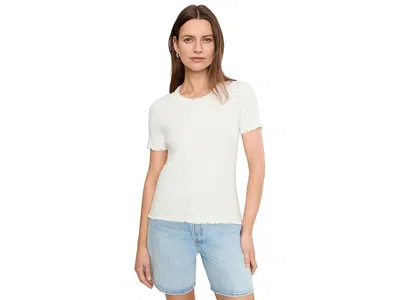 Nic + Zoe Ruffle Trim Sweater Tee Women's Clothing Paper White: Xl
