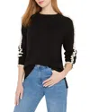 Nic + Zoe Nic+zoe Ruffled Down Sweater In Black