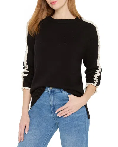 Nic + Zoe Nic+zoe Ruffled Down Sweater In Black