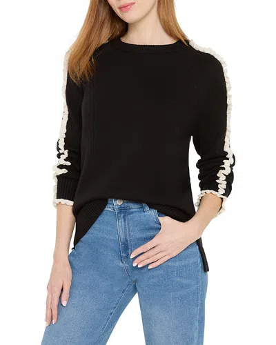 Nic + Zoe Nic+zoe Ruffled Down Sweater In Black