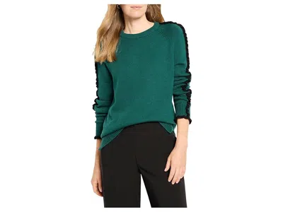 Nic + Zoe Ruffled Down Sweater In Green