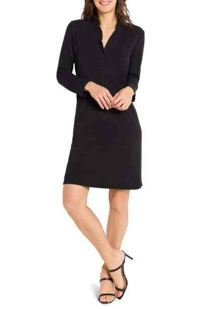 Nic + Zoe Nic+zoe Ruffled Long Sleeve Knit Dress In Black Onyx