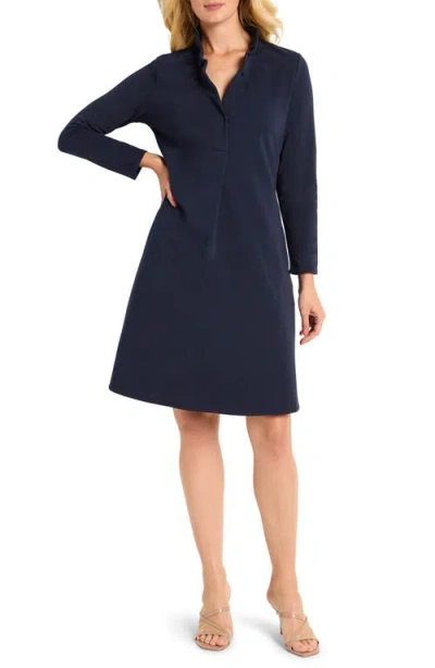 Nic + Zoe Nic+zoe Ruffled Long Sleeve Knit Dress In Dark Indigo