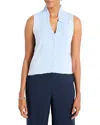 Nic + Zoe Nic+zoe Ruffle Around Mixed Media Tank In Powder Blue