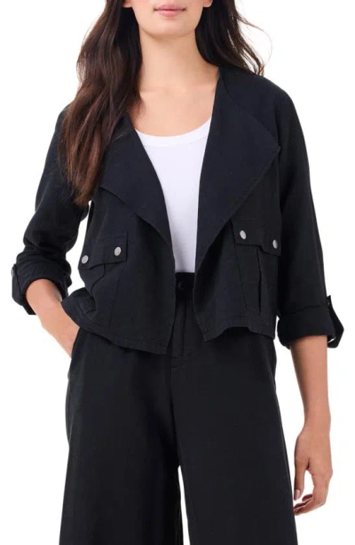 Nic + Zoe Rumba Linen Blend Moto Jacket In Black Onyx