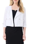 Nic + Zoe Rumba Linen Blend Moto Jacket In Paper White