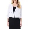 Nic + Zoe Rumba Linen Blend Moto Jacket In Paper White